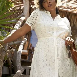 Fashion To Figure Lauren Cotton Eyelet Shirtdress -Pleasures SHOP x 5321890e fb57 4985 bddd 09dbf924e1d0