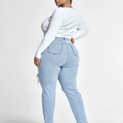 Fashion To Figure High Rise Straight Leg Jeans With Cutouts -Pleasures SHOP x 5458507c 7798 4e56 969f cca6515f0a40