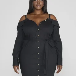 Fashion To Figure Sara Off-The-Shoulder Shirt Dress 5 Fashion To Figure Sara Off-The-Shoulder Shirt Dress -Pleasures SHOP x 54b27e83 4a0a 49fa bb28 cc1bc2d015ab