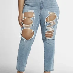 Fashion To Figure High Rise Blowout Straight Leg Jeans - Short Inseam -Pleasures SHOP x 54f95e25 3ab5 4302 a8b2 658f57fd0bf2