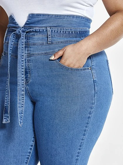 Fashion To Figure Ultra High Rise Tie Front Skinny Jeans - Tall Inseam 1 Fashion To Figure Ultra High Rise Tie Front Skinny Jeans - Tall Inseam