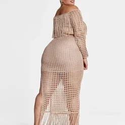 Fashion To Figure Amber Fringe Crochet Maxi Skirt