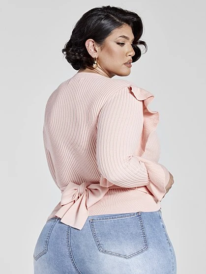 Fashion To Figure Dahlia Ruffle Detail Wrap Sweater 1 Fashion To Figure Dahlia Ruffle Detail Wrap Sweater