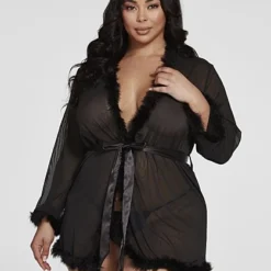 Fashion To Figure Jayla Faux Fur Trim Robe