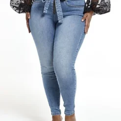 Fashion To Figure Super Skinny Jeans With Tie Waist - Short Inseam -Pleasures SHOP x 57535542 482e 403d b99e 71933497e59b