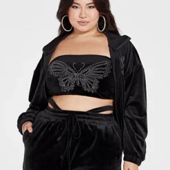 Fashion To Figure Ruby Velour Butterfly Rhinestone Jogger Pants -Pleasures SHOP x 58042b53 3519 4439 abac bd298641b409