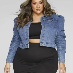 Fashion To Figure Ariana Puff Sleeve Denim Jacket -Pleasures SHOP x 599ae2b3 ba26 4c07 ad72 9ed1ba7215a0