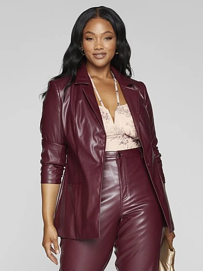 Fashion To Figure Davina Faux Leather Blazer 5 Fashion To Figure Davina Faux Leather Blazer - Image 5