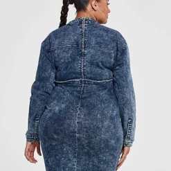 Fashion To Figure Marisa Tie Waist Denim Dress -Pleasures SHOP x 5a84e98c bc0a 48dd bfa5 ca51f73432ee