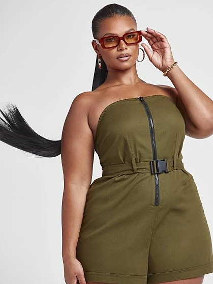 Fashion To Figure Cheyenne Strapless Belted Romper 3 Fashion To Figure Cheyenne Strapless Belted Romper - Image 3