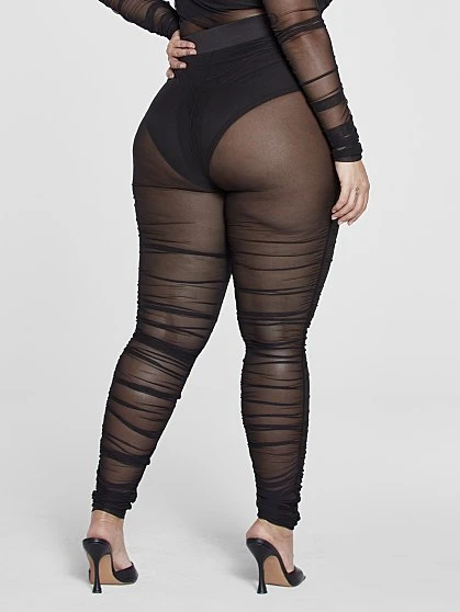 Fashion To Figure Brandi Ruched Mesh Leggings With Panty 5 Fashion To Figure Brandi Ruched Mesh Leggings With Panty - Image 5