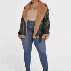 Fashion To Figure Novah Moto Style Shearling Coat
