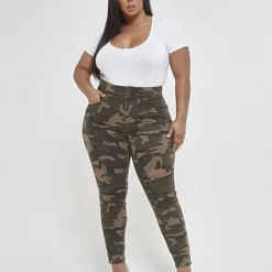 Fashion To Figure Camo Triple Stack High-Waist Jeans -Pleasures SHOP x 5b5d0b11 cf8c 46a3 b63a c1aae6331a81