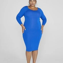 Fashion To Figure FTF Signature Long Sleeve Everyday Midi Dress
