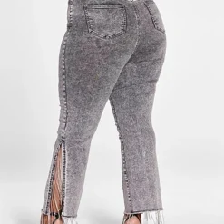 Fashion To Figure High Rise Rhinestone Fringe Detail Straight Leg Jeans -Pleasures SHOP x 5b970ec9 54ae 411a 9009 a0a99d4dac2d