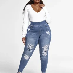 Fashion To Figure High Rise Medium Wash Destructed Jeggings 12 Fashion To Figure High Rise Medium Wash Destructed Jeggings -Pleasures SHOP x 5ba2d2e6 a3f8 4f67 937c 61ea597e9ecf