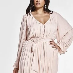 Fashion To Figure Marina Allover Pleated Dress With Tie Belt -Pleasures SHOP x 5ba5b5a0 6e7f 4caf 9a10 ad8366061a85