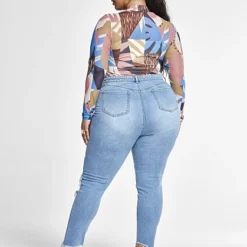 Fashion To Figure High Rise Skinny Destructed Ankle Jeans