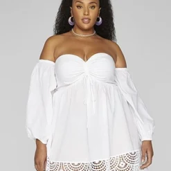 Fashion To Figure Renata Off-The-Shoulder Eyelet Trim Dress -Pleasures SHOP x 5c2cf8f2 b3ac 41c5 9063 dccc7789f4ec