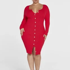 Fashion To Figure Luna Button Detail Sweater Dress