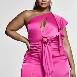 Fashion To Figure Shianne One Shoulder Satin Maxi Dress