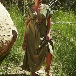 Fashion To Figure Alyssa Cutout Ruched Waist Maxi Dress