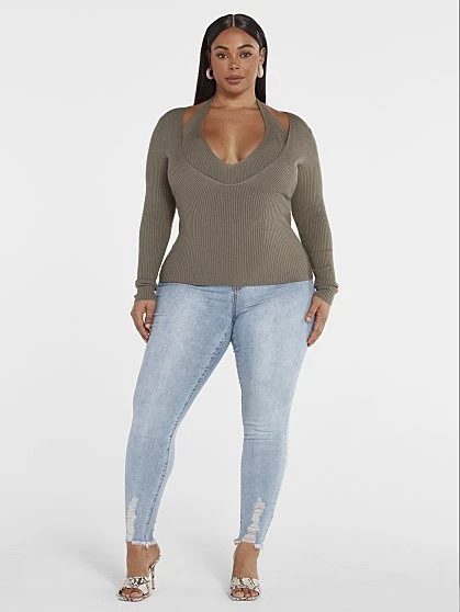 Fashion To Figure Angie Ribbed Knit Halter Cutout Top 2 Fashion To Figure Angie Ribbed Knit Halter Cutout Top - Image 2