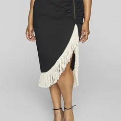 Fashion To Figure Maisha Ruched Fringe Skirt -Pleasures SHOP x 5d69f88b 368c 40de aa60 b74c956eb9fc