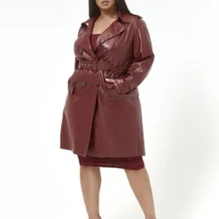Fashion To Figure Jasmine Long Length Faux Leather Trench Coat -Pleasures SHOP x 5ea055b2 8025 4f42 9e9b 1efd746863e5