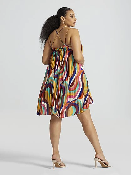 Fashion To Figure Chane Abstract Print Pleated Mini Dress 2 Fashion To Figure Chane Abstract Print Pleated Mini Dress - Image 2