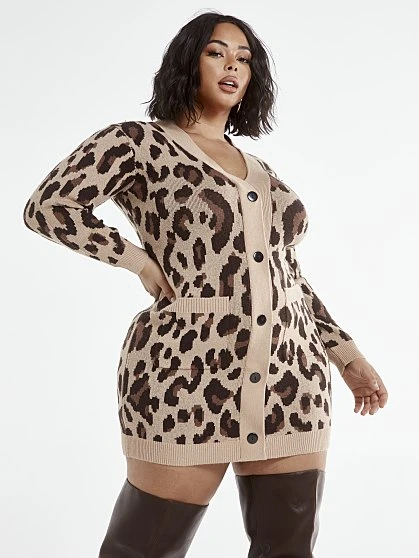 Fashion To Figure Jess Leopard Print Cardigan Dress 6 Fashion To Figure Jess Leopard Print Cardigan Dress - Image 6