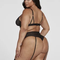 Fashion To Figure Ayanna Stripe Mesh Garter Set