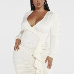 Fashion To Figure Cynthia Ruffle Detail Bodycon Dress -Pleasures SHOP x 5f4104b9 6c42 4b19 8409 5719804b64fd