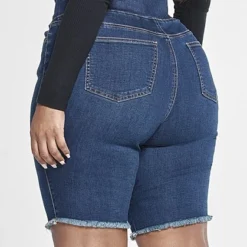 Fashion To Figure High Rise Bermuda Shorts In Dark Indigo