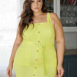 Fashion To Figure Maria Button Front Dress With Belt -Pleasures SHOP x 5fa0ea4a 5bc7 40c2 8a5d a1c46814d2ee