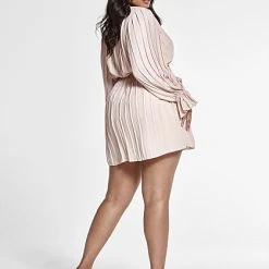 Fashion To Figure Marina Allover Pleated Dress With Tie Belt