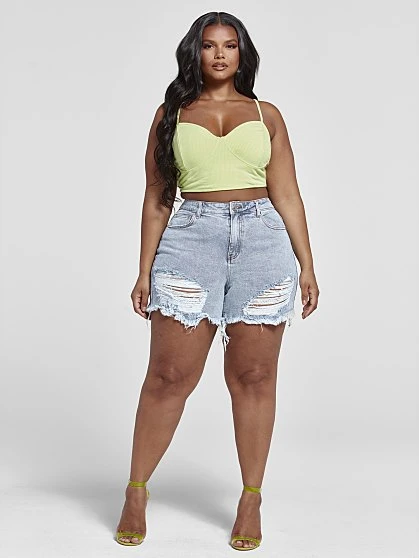 Fashion To Figure High Rise Cutoff Denim Shorts 3 Fashion To Figure High Rise Cutoff Denim Shorts - Image 3