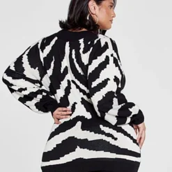 Fashion To Figure Veronica Zebra Print V-Neck Sweater -Pleasures SHOP x 60b3aa2e 081b 426e 8cfc f40c8c2a933a