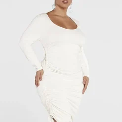 Fashion To Figure FTF Essentials - The Long Sleeve Ruched Dress -Pleasures SHOP x 60e1972a b8e5 4eea a32f df0bae44c6d5