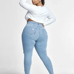 Fashion To Figure High Rise Curvy Fit Skinny Jeans With Blowout Knees