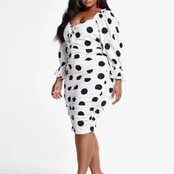 Fashion To Figure Eden Polka Dot Puff Sleeve Dress -Pleasures SHOP x 61aeb444 9e78 4da1 ba5f 4f5e87c3511d