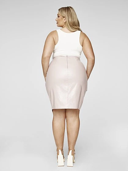 Fashion To Figure Monet Faux Croc Leather Skirt 2 Fashion To Figure Monet Faux Croc Leather Skirt - Image 2