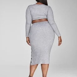 Fashion To Figure Tamra Marled Ribbed Knit Skirt
