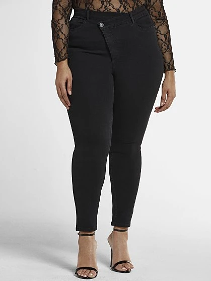 Fashion To Figure Mid-Rise Crossover Waistband Skinny Jeans 1 Fashion To Figure Mid-Rise Crossover Waistband Skinny Jeans