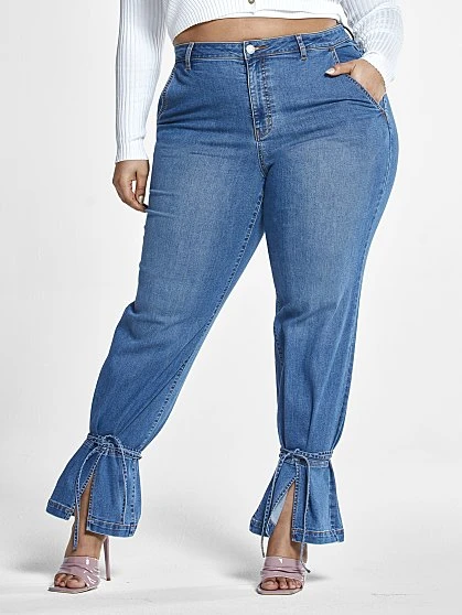 Fashion To Figure High Rise Straight Leg Jeans With Ankle Ties - Tall Inseam 3 Fashion To Figure High Rise Straight Leg Jeans With Ankle Ties - Tall Inseam - Image 3