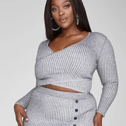 Fashion To Figure Tamra Marled Ribbed Knit Top -Pleasures SHOP x 64576f3e d6c7 4787 ae8c b6b6eaeb136b