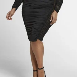 Fashion To Figure Toni Ruched Skirt With Mesh Side Panels -Pleasures SHOP x 64b8840a f532 421f b849 7149c146ce17