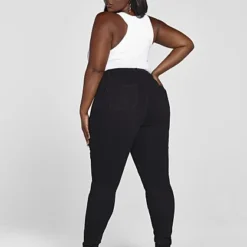 Fashion To Figure High Rise Black Destructed Skinny Jeans - Tall Inseam