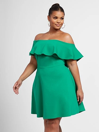 Fashion To Figure Josie Off The Shoulder Fit And Flare Dress 3 Fashion To Figure Josie Off The Shoulder Fit And Flare Dress - Image 3