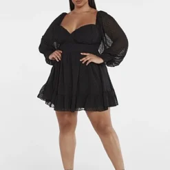 Fashion To Figure Regina Swiss Dot Back Tie Dress